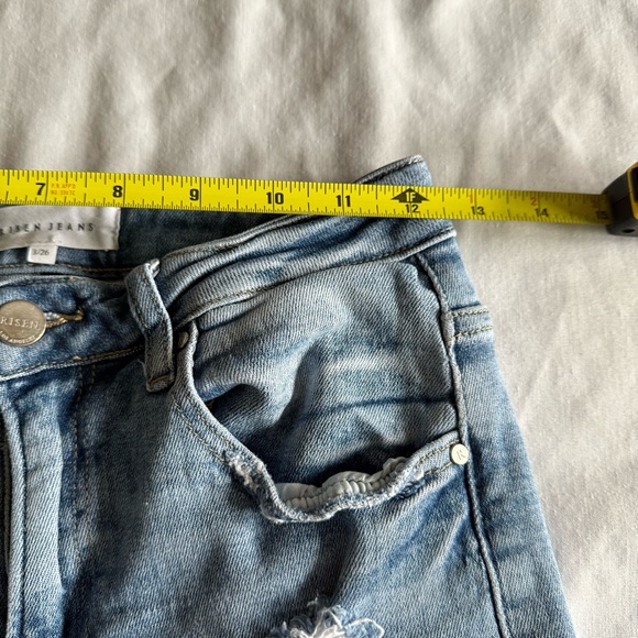 Risen Jeans Straight Leg Distressed High Rise Light Wash Festival Womens 3/26 - Picture 11 of 13